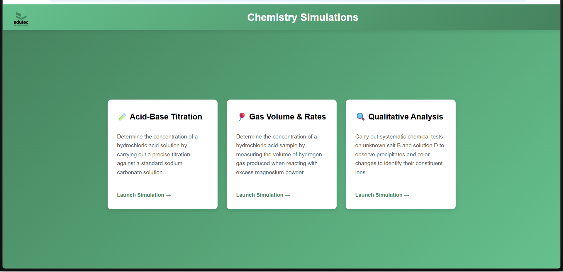 Chemistry Simulations